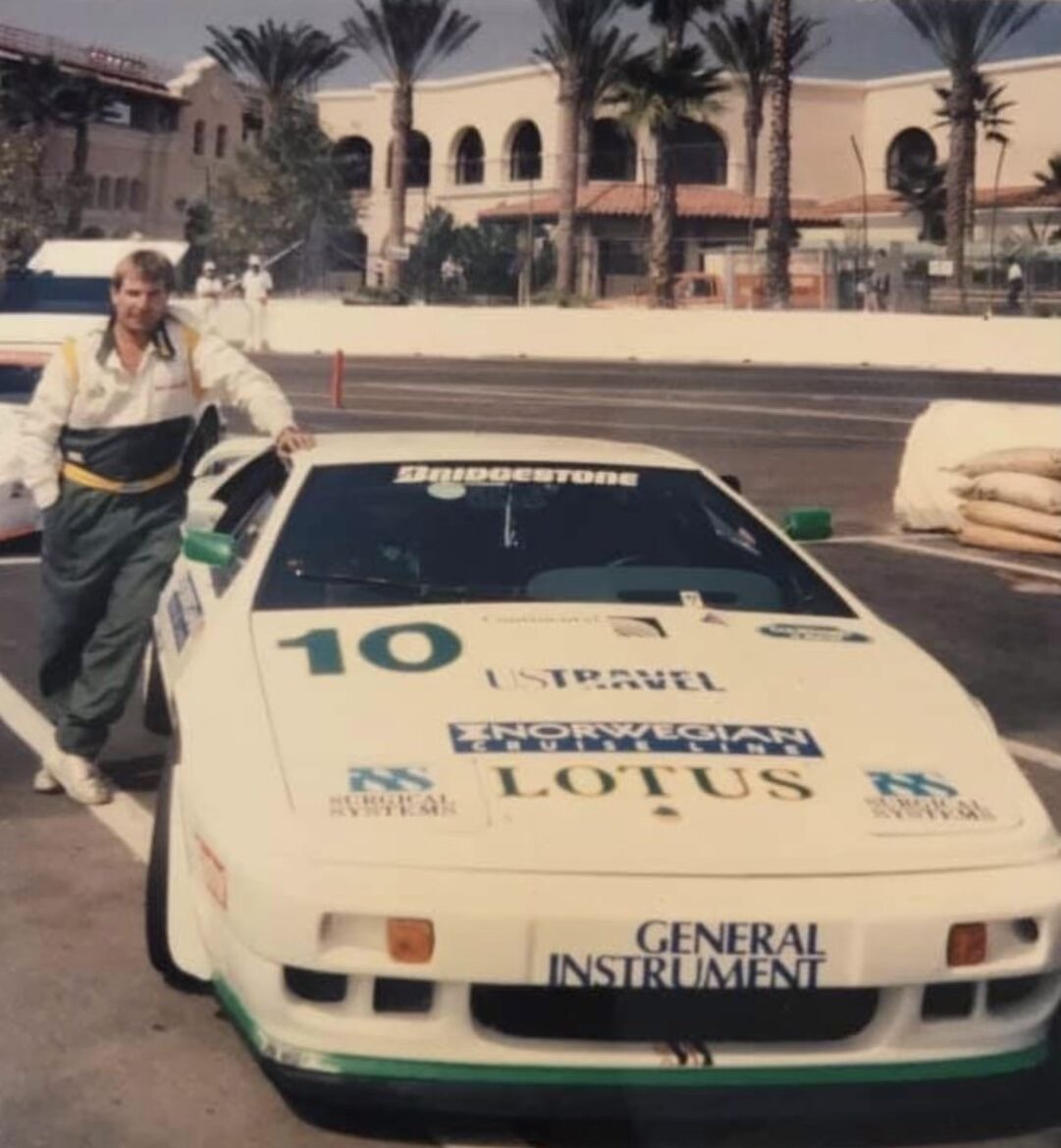 David Simkin — later Head of Field Operations for Lotus Cars USA — with Doc Bundy’s No. 10 Esprit X180R at Del Mar, the final round of the 1992 …