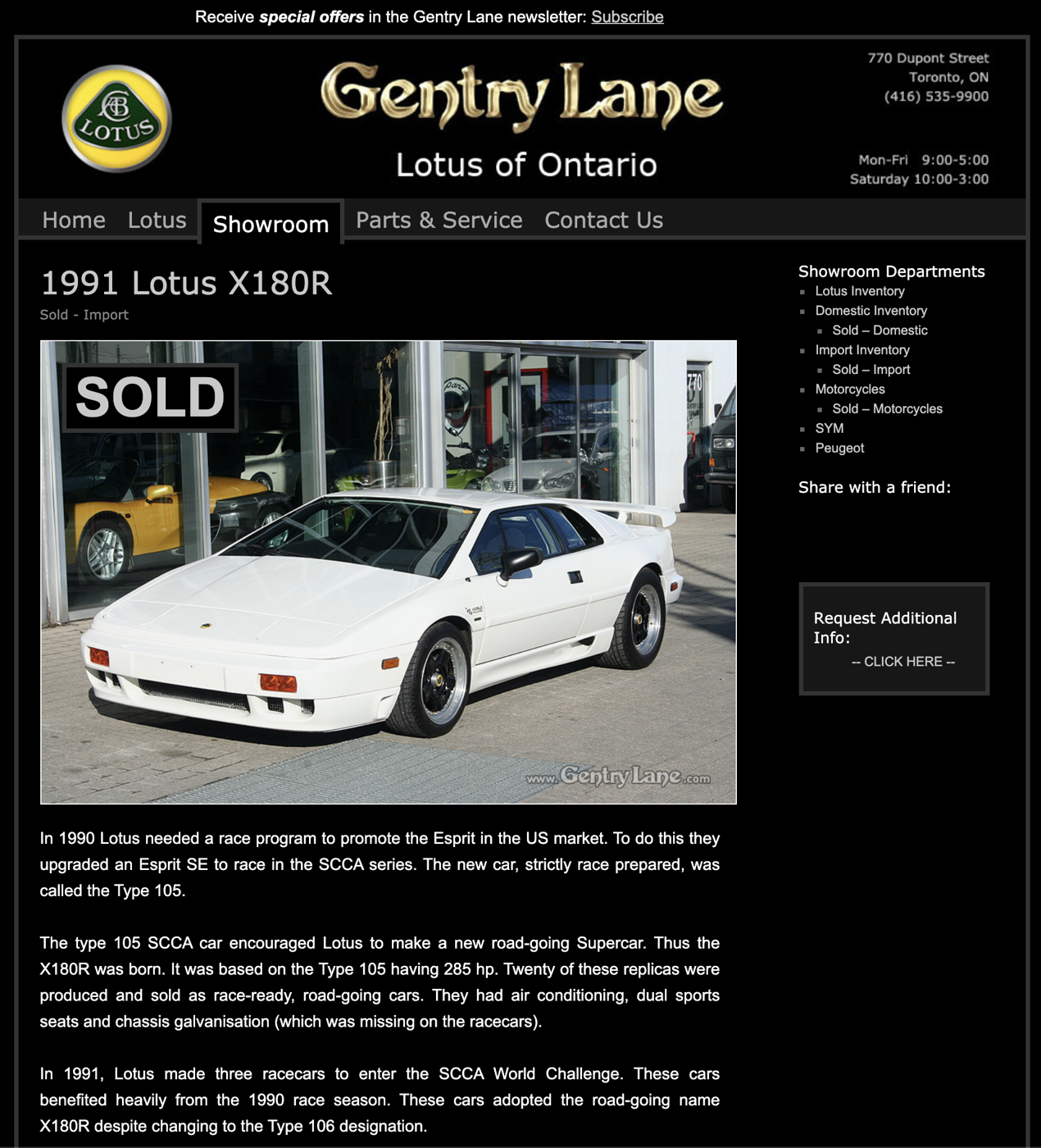Lotus X180R No. 8, Lotus Esprit X180R
